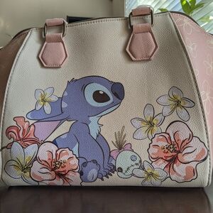 Disney Stitch Floral Satchel in Pink and Cream